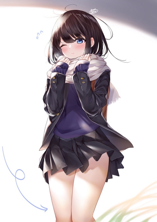 Anime girl with scarf and skirt