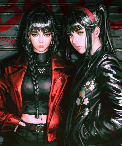 Two women in jackets by GUWEIZ