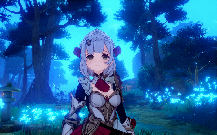 Noelle from Genshin Impact in a forest