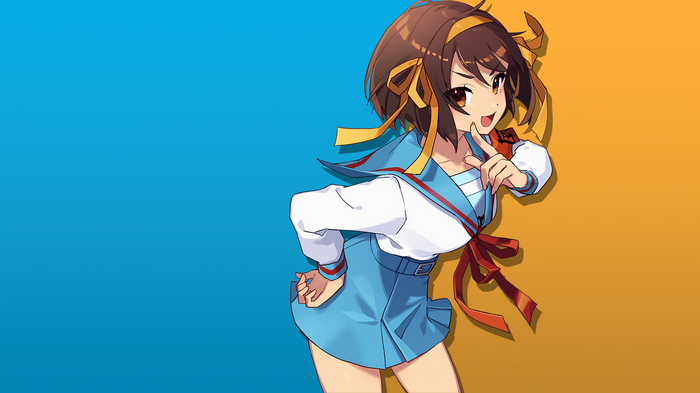 Haruhi Suzumiya in a school uniform