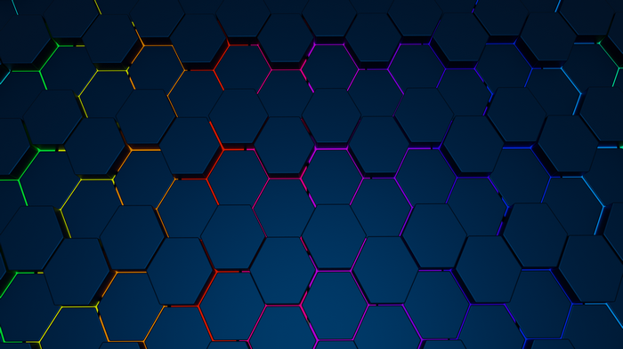 4K Abstract Hexagon Texture with RGB Glow