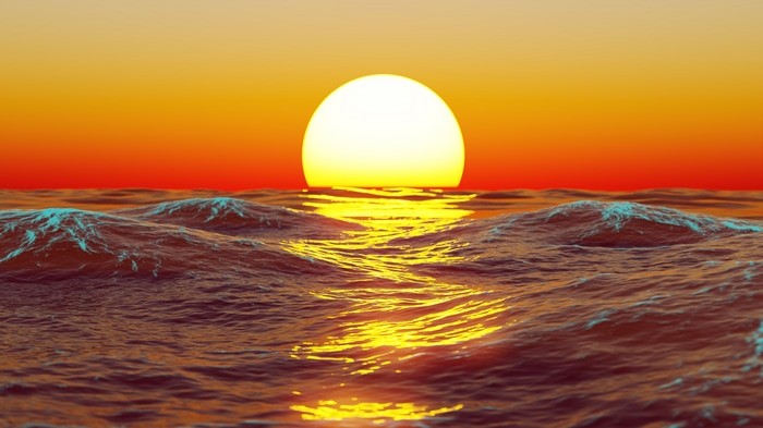 4K Sunset Over Ocean Waves