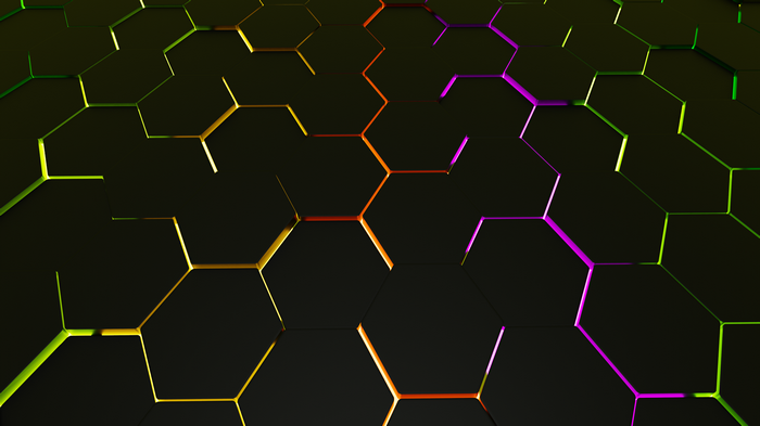 3D Abstract Hexagon Pattern with Neon Glow