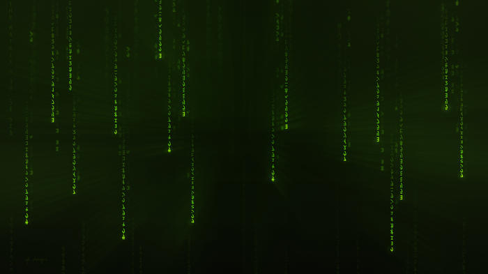 4K Matrix code falling in green