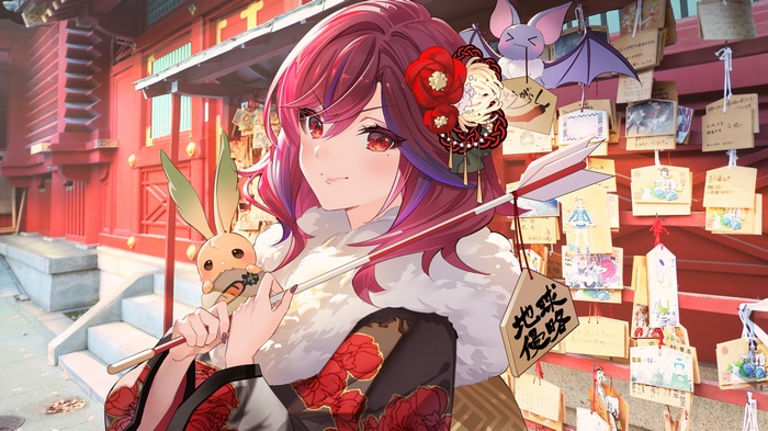 4K Virtual Youtuber with Japanese clothes and rose