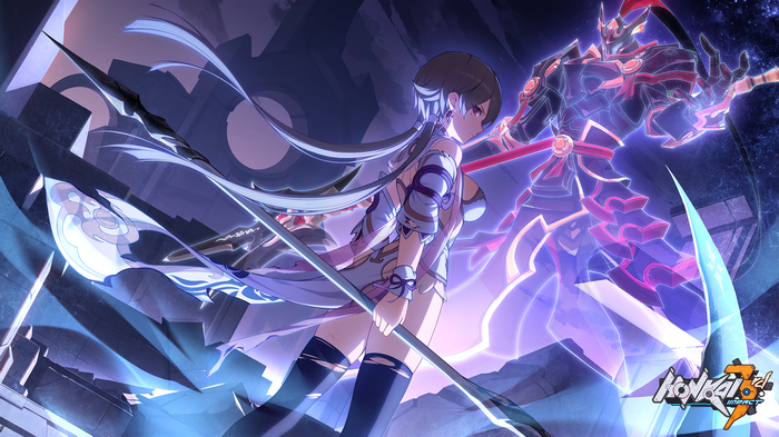 Rita Rossweisse and spectral warrior in Honkai Impact