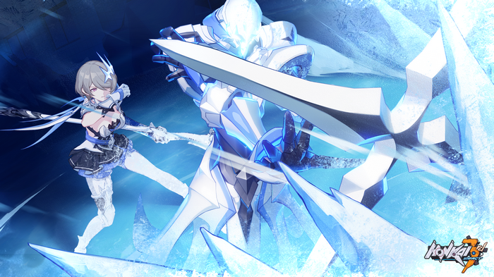 Rita Rossweisse and ice knight in Honkai Impact