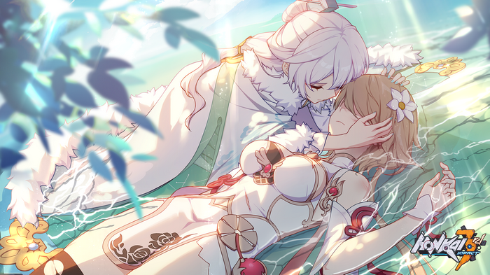 Honkai Impact: Rita Rossweisse and companion in water