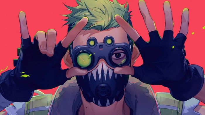 Octane from Apex Legends with goggles and mask