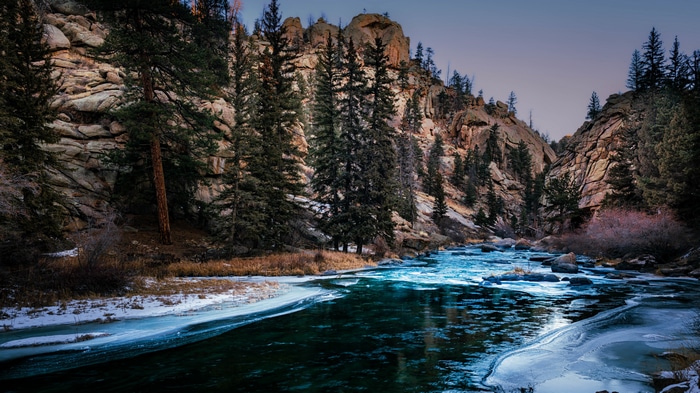 4K, nature, river, outdoors, ice, cold, trees, rocks, HD Wallpaper ...
