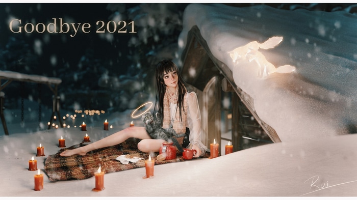Rui Li's Goodbye 2021 artwork with girl and cat