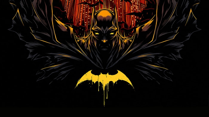 4K Batman Logo with Cityscape