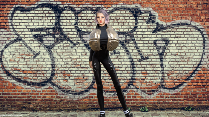 Virtual model Serah with pink hair in Los Angeles