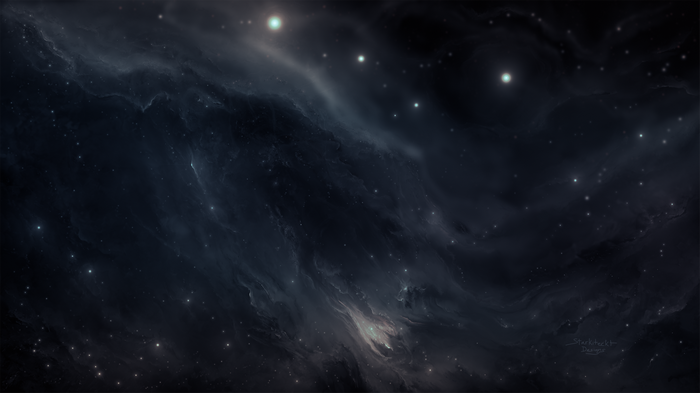4K Dark Blue Nebula with Stars