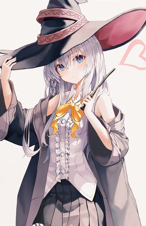 Elaina the witch with a wand and hat