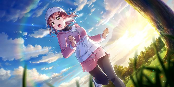 Uehara Ayumu running in a sunny park