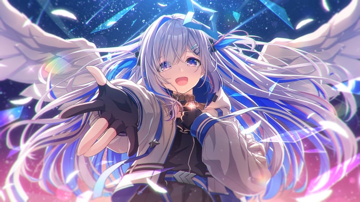 Amane Kanata with Wings and Blue Hair