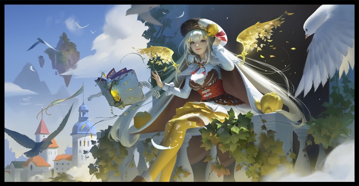 Yuanyuan Wang's magical girl with wings and birds