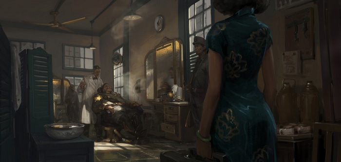 Mario Feng in a barbershop