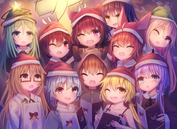 Kantai Collection Girls in Christmas Outfits Singing
