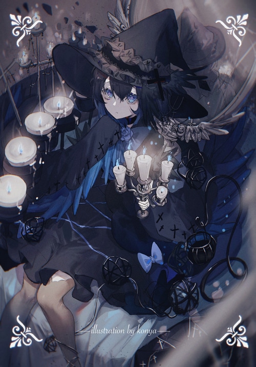 Anime Witch with Candles by KonYa666
