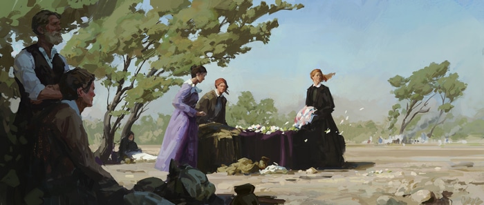 Oliver Ryan's painting of men and women