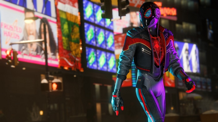 4K Spiderman Miles Morales in Neon City