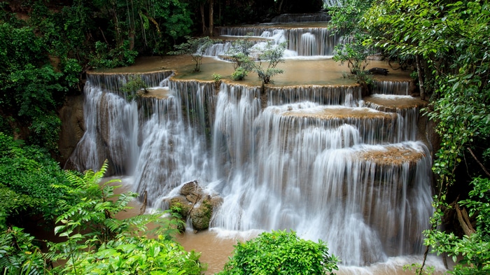 4K Waterfall in Thailand Forest
