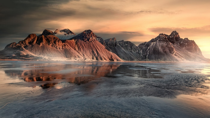 4K Vestrahorn Iceland Mountains Reflection Landscape