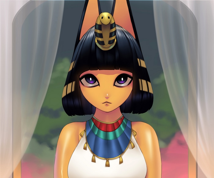 Ankha from Animal Crossing in Egyptian attire