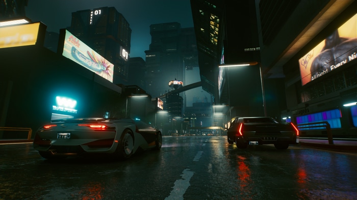4K Cyberpunk 2077 futuristic city street