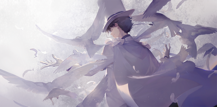 Kuroba Kaito surrounded by white birds