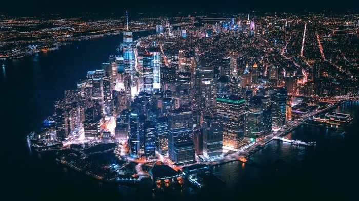 4K New York City Skyline at Night