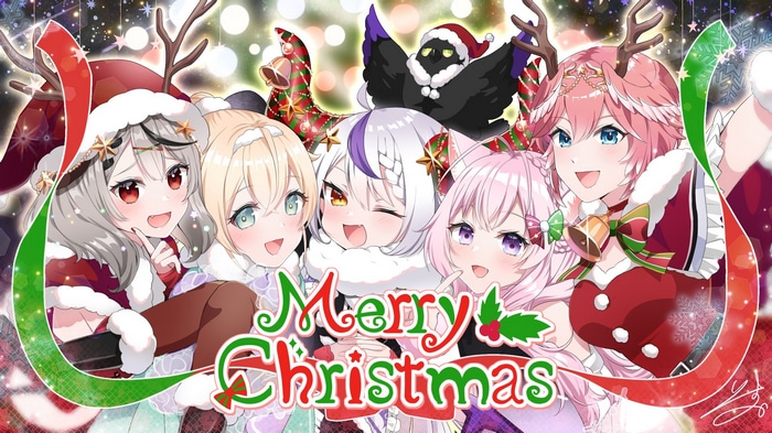 Hololive Virtual YouTubers in Christmas Outfits