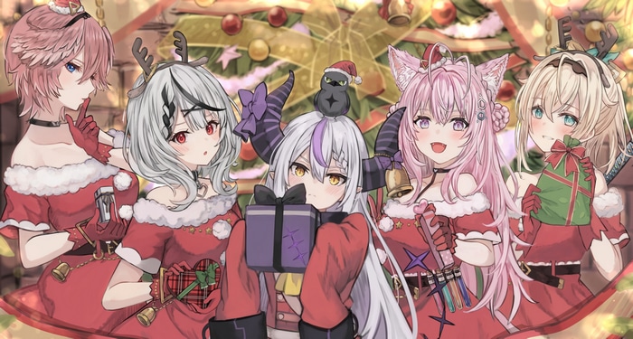 Hololive Christmas with Laplus Darknesss, Hakui Koyori, Takane Lui, Sakamata Chloe, and Kazama Iroha