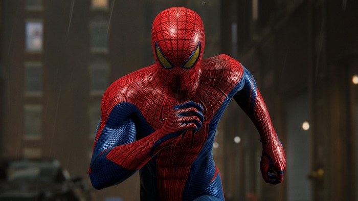 4K Spider-Man running in a city
