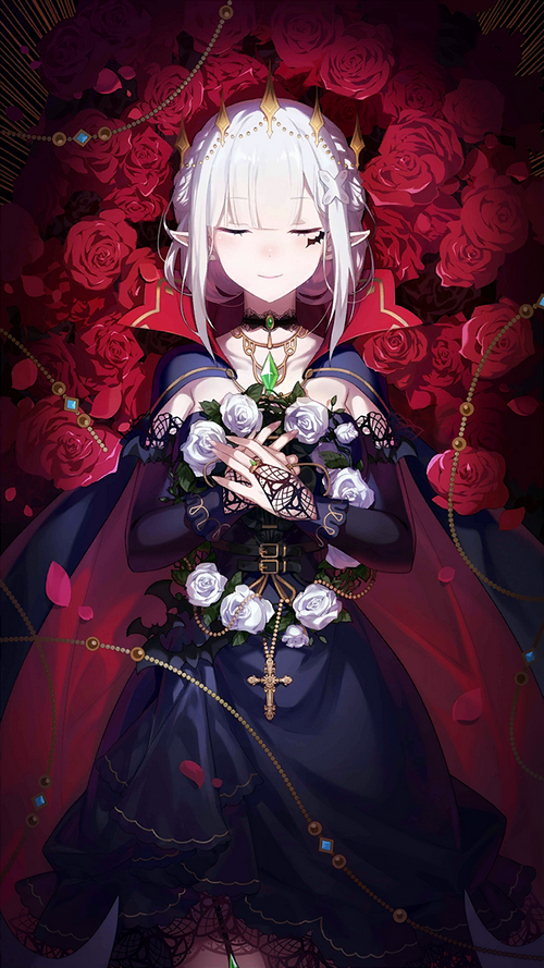 Emilia with White Roses and Red Roses Background