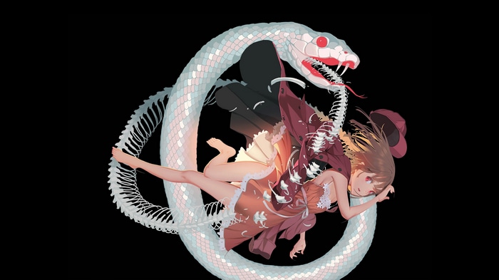 Sengoku Nadeko and snake by vofan