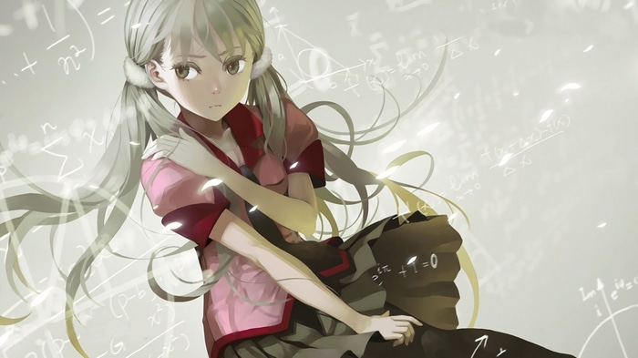 Sodachi Oikura from Monogatari Series with mathematical equations