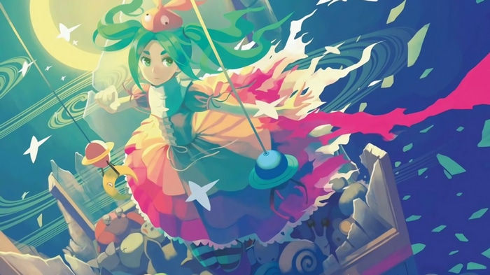 Ononoki Yotsugi in a colorful dress with planets