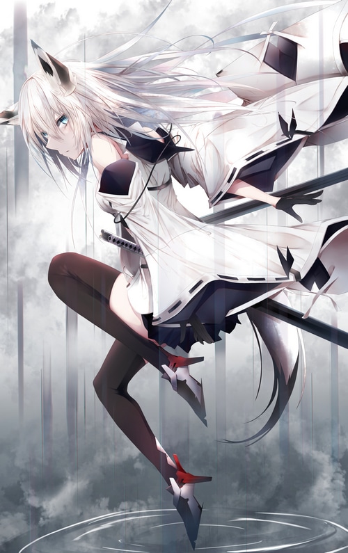 Kawakaze from Azur Lane with blue eyes and fox ears