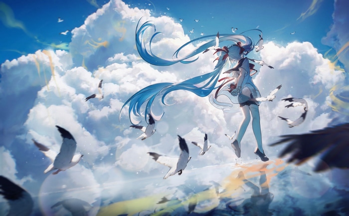 Hatsune Miku in the Sky with Birds