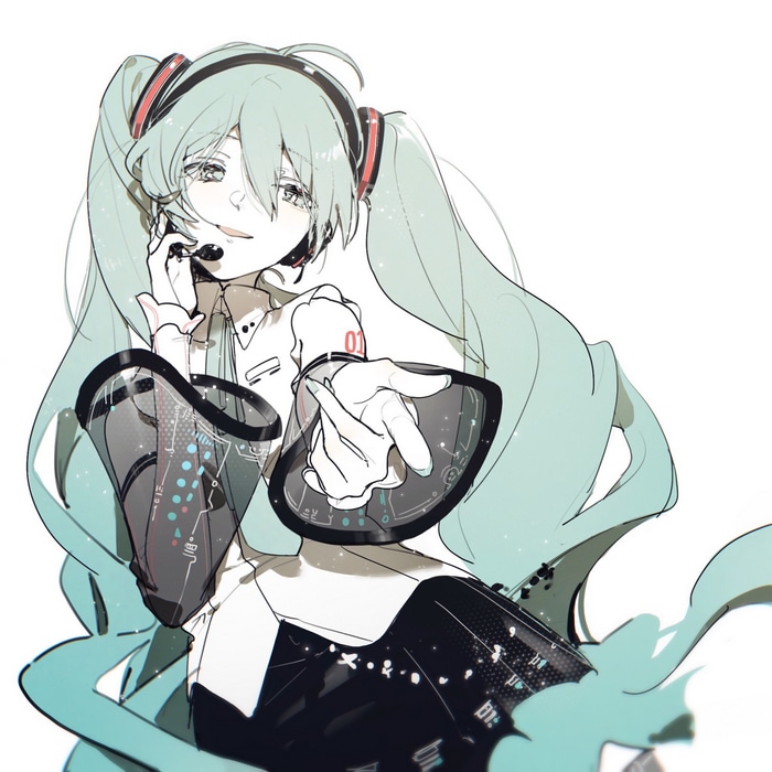 Hatsune Miku with twintails and headphones