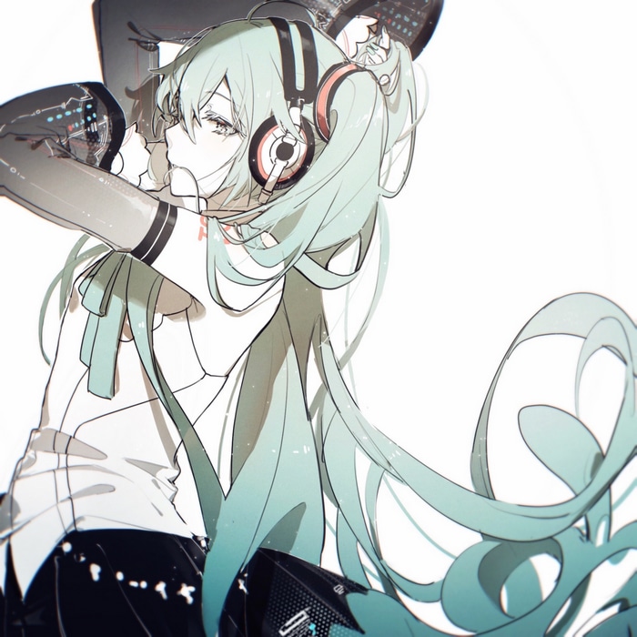 Hatsune Miku with Headphones and Futuristic Gear