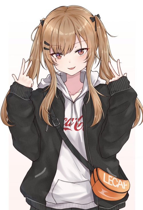 UMP9 from Girls Frontline wearing a hoodie and jacket
