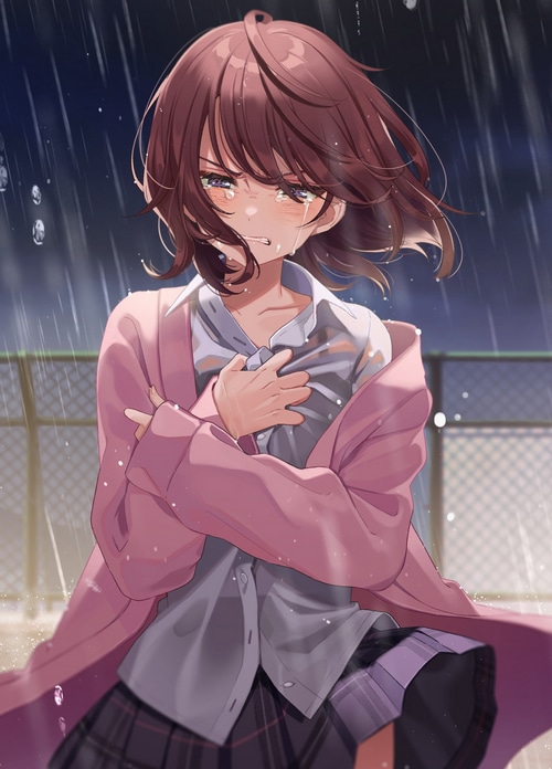 Shigure Ui crying in the rain
