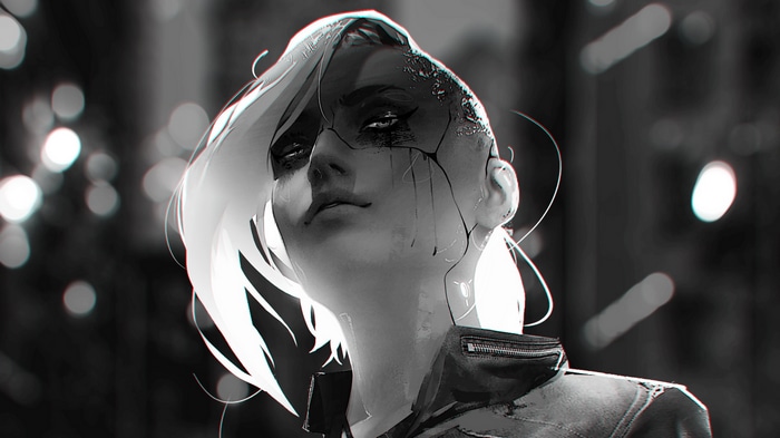 Monochrome portrait of a woman with cracked face by Rashed AlAkroka