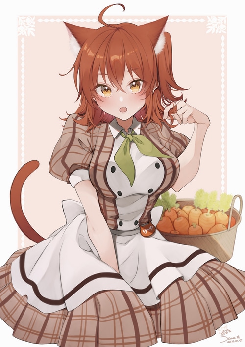 Cat girl Fujimaru Ritsuka with carrots in Fate/Grand Order