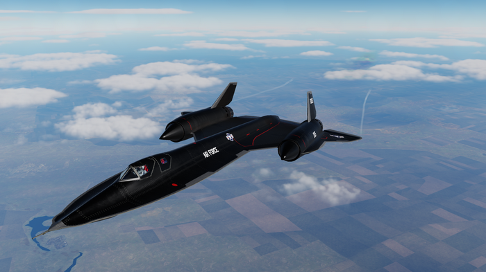 Lockheed SR-71 Blackbird flying over land