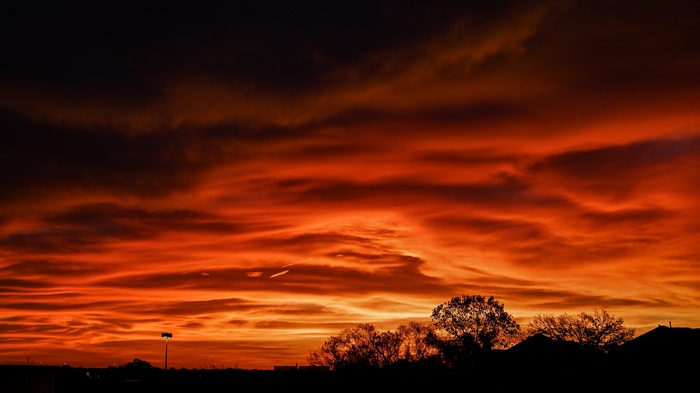 4K Red Sunset Clouds Silhouette